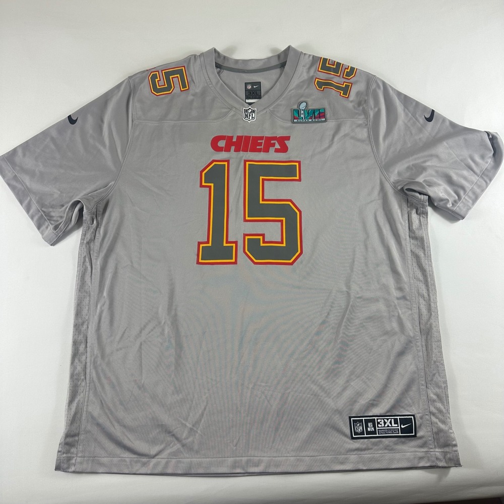 Nike Kansas City Chiefs NFL Super Bowl LVII 15 Mahomes Jersey‎ 3XL Gray